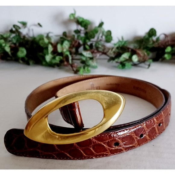 De Vecchi by Hamilton Hodge Genuine American Alligator Leather Buckle Belt - Picture 13 of 16